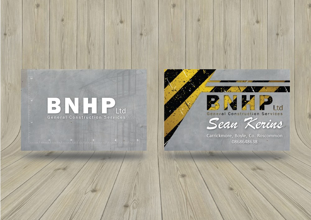 BNHP Ltd general construction services business card, front and back