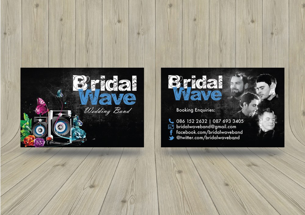 Bridal Wave wedding band business card, front and back