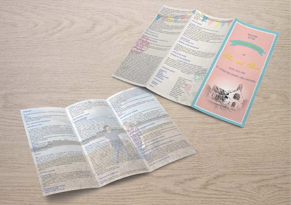 Helen and Padraic wedding ceremony order of service booklet