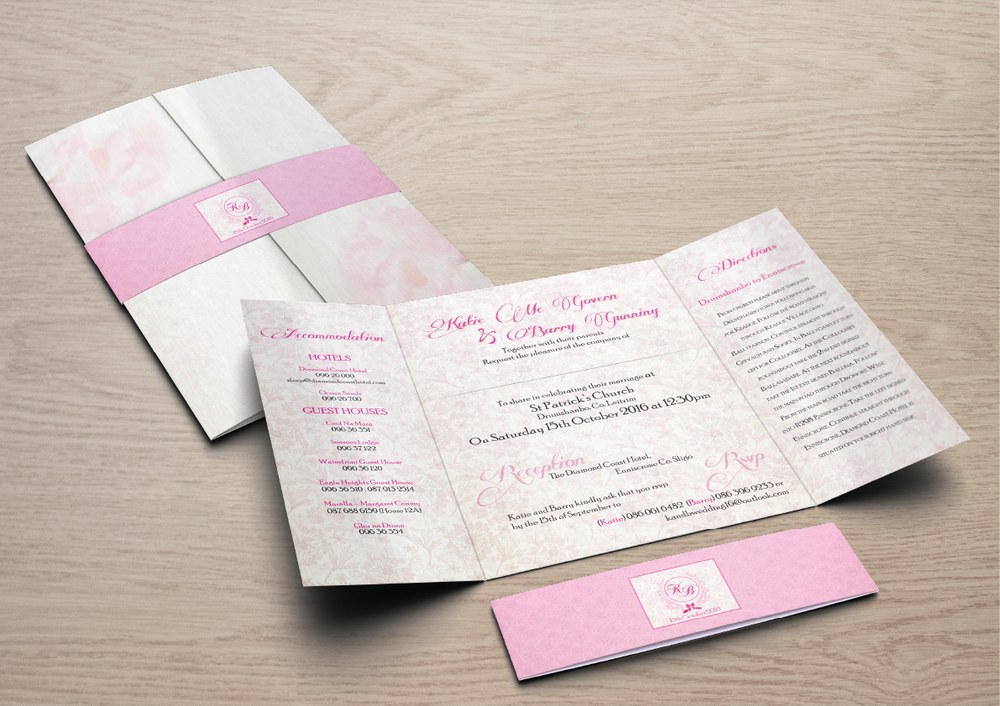 Katie and Barry wedding invitation with belly band