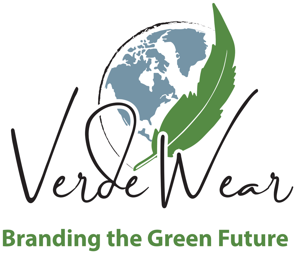 VerdeWear logo, globe and leaf mark with wordmark and tagline