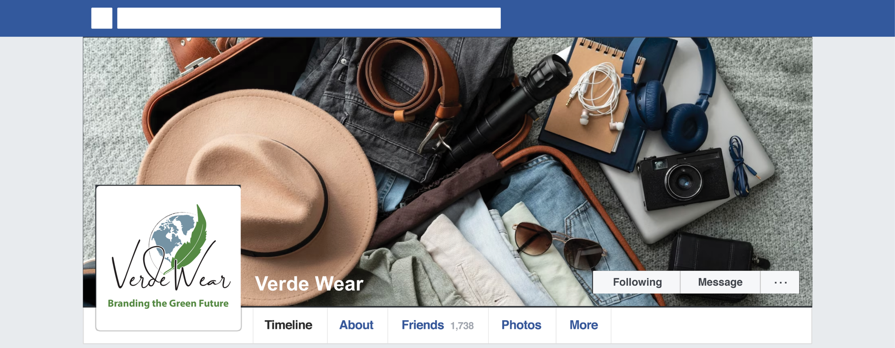 VerdeWear logo applied to a social media profile page mockup